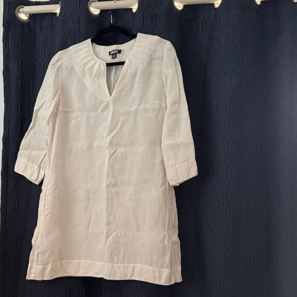 DKNY Cream V-Neck Tunic